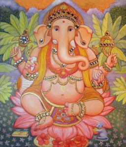 shri-ganesha-gbrown-09 Shri Ganesha, oil & Tanjore gems on board, A4 (SOLD)
